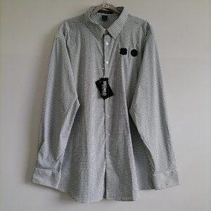 Devon&Jones Men's Navy Checkered Button Down Shirt Size 2XL New With Tag